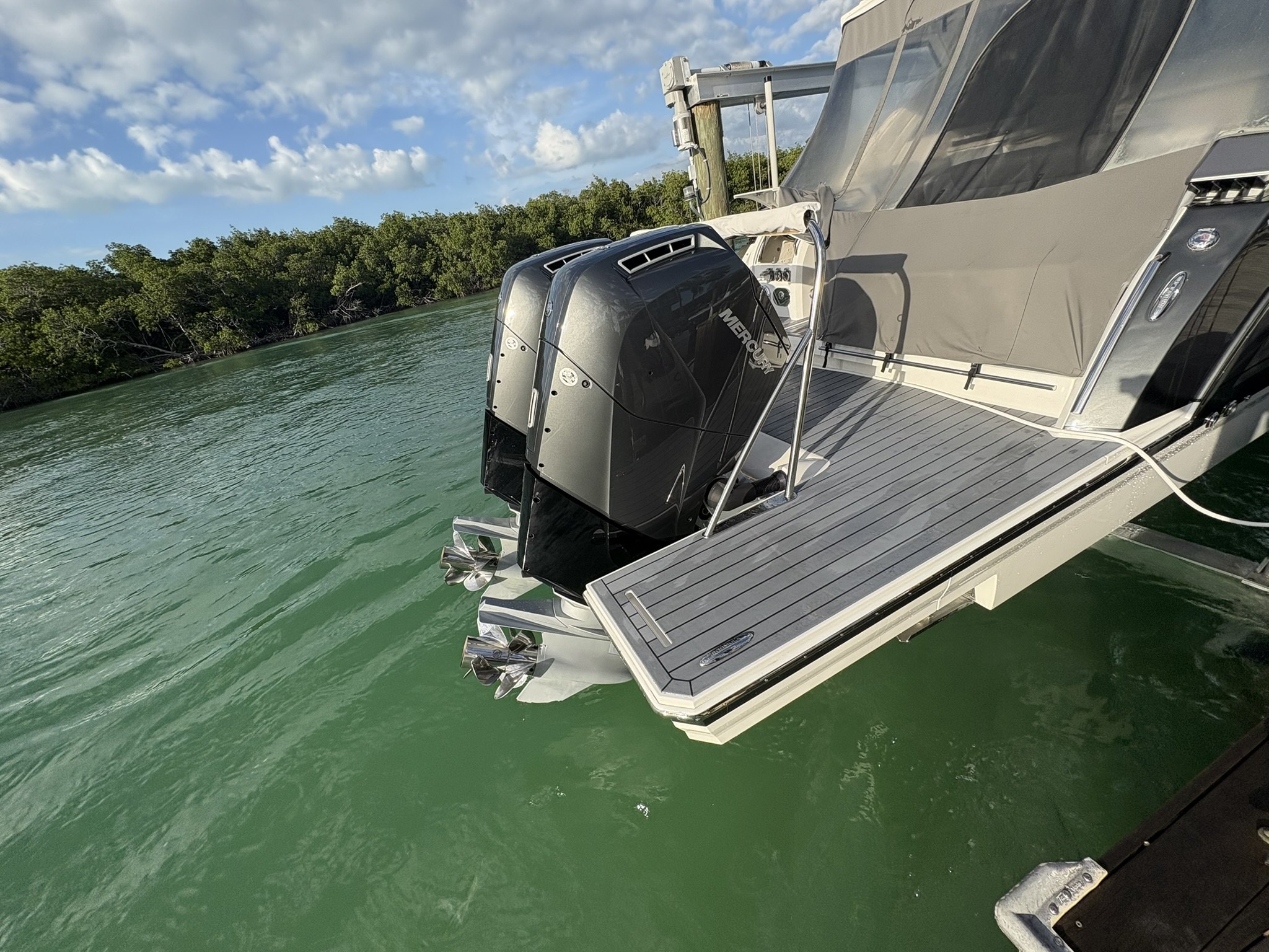 Yacht stern and platform at the dock